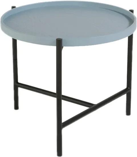 WON | Salontafel Cross diameter 50 cm x hoogte 43 cm blauw gebeitst salontafels eikenhout, staal tafels meubels | NADUVI outlet
