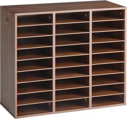 VEVOR Houten documentenbak/bureau-organizer met 27 vakken, bruin, opbergbak voor standaard A4-documenten, dossiers en papier, met verstelbare planken voor kantoor, thuis en in de klas, MDF