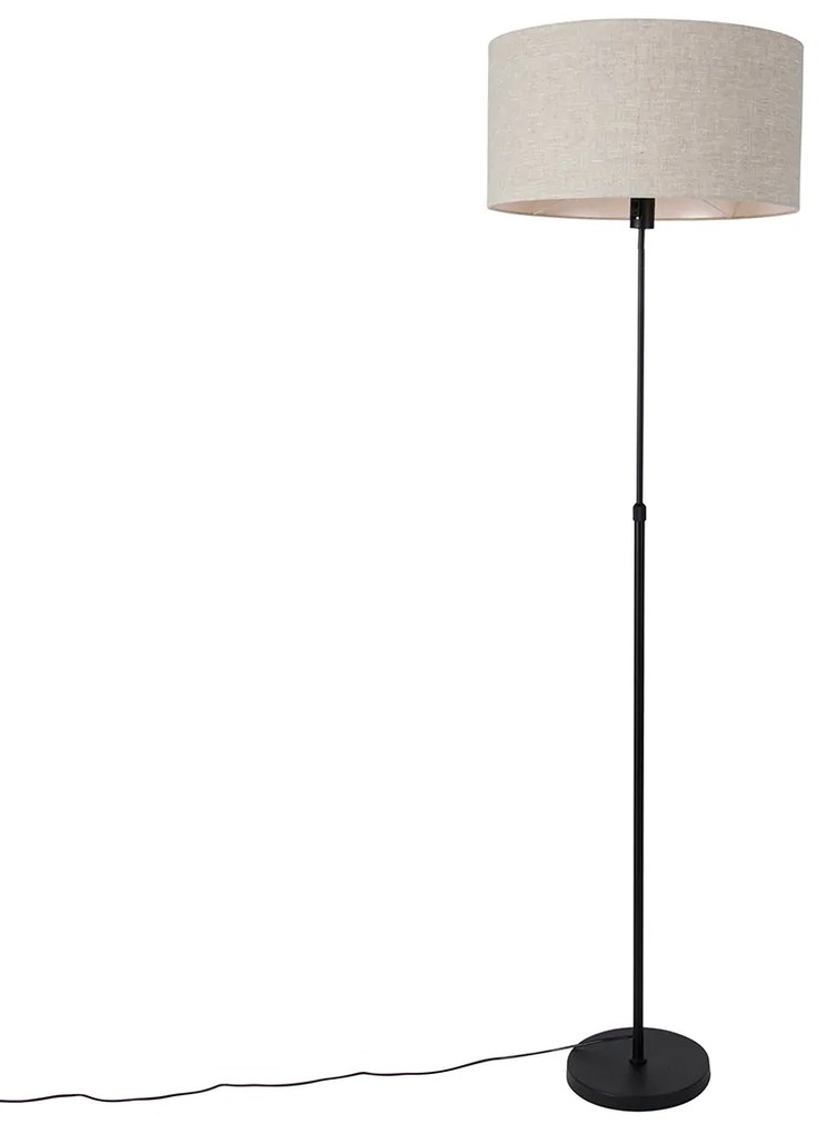 Vloerlamp zwart verstelbaar met kap lichtgrijs 50 cm - Parte