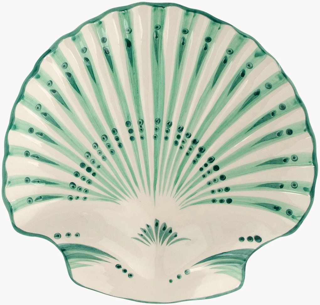 Handgeschilderde serveerschalen Shell Verde, 6-delig