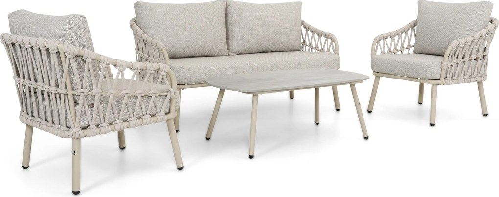Stoel en Bank Loungeset 4 personen Rope Zand/Beige Coco Serra