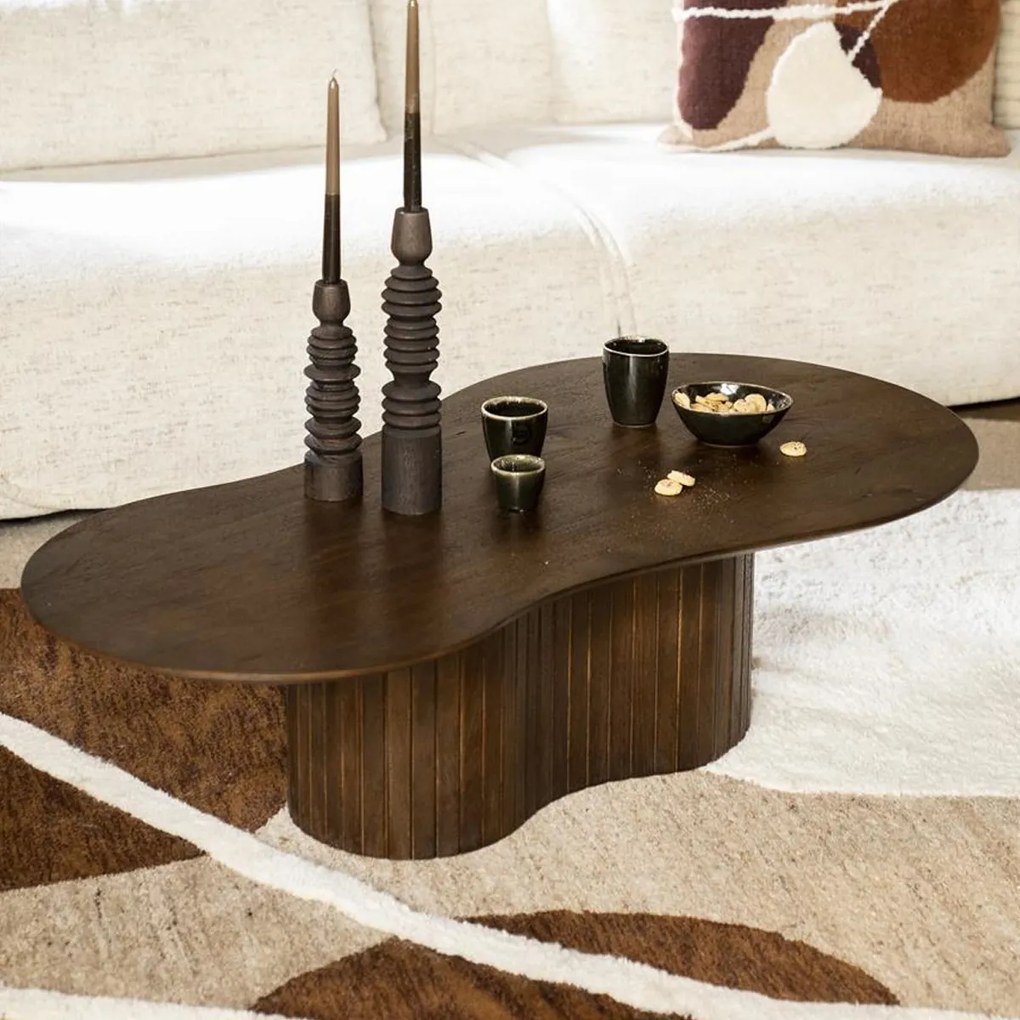 Bruine Salontafel Organische Vorm - 130 X 70cm.