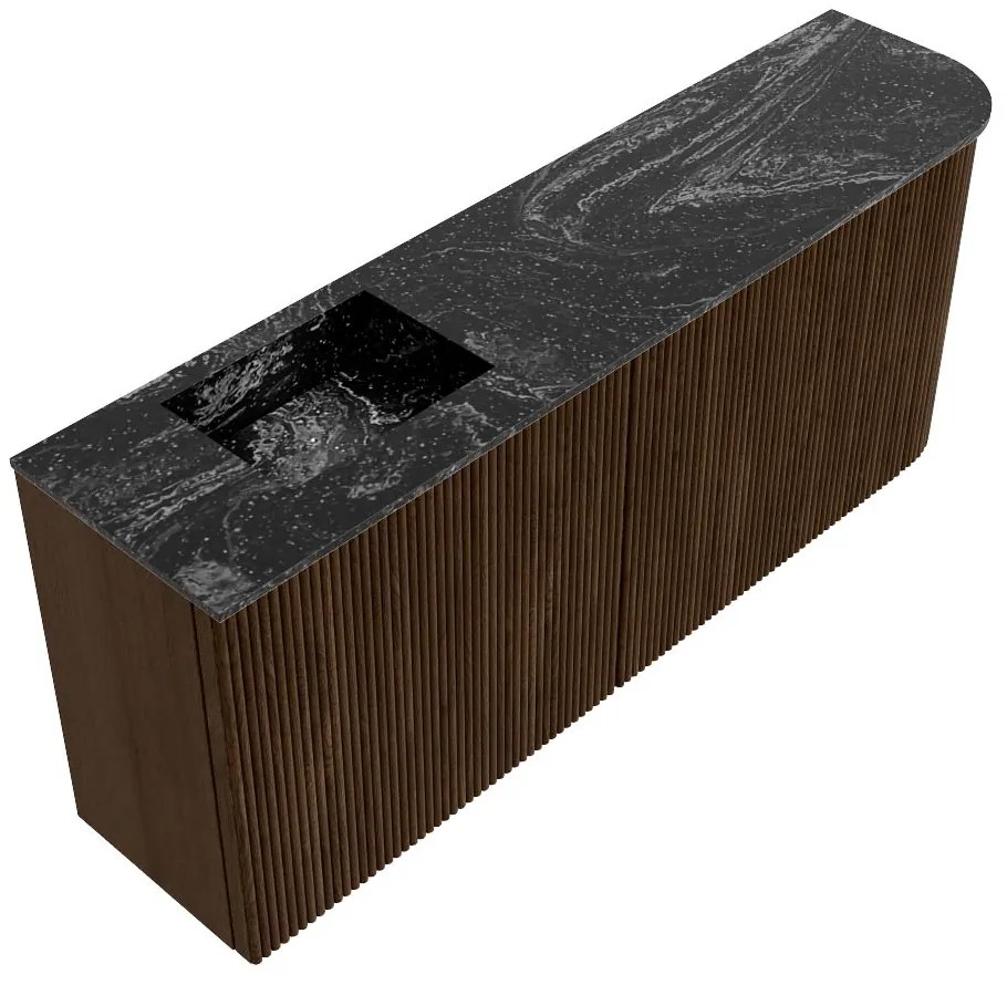 Mondiaz Joya DLux 100cm toiletmeubel ronding rechts walnut met wastafel faye links 1 kraangat lava
