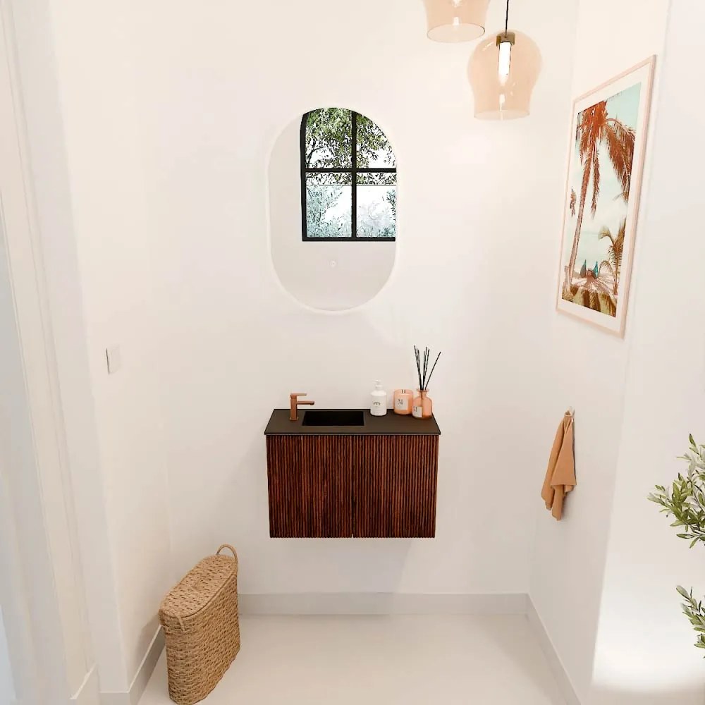 Mondiaz Joya 60cm toiletmeubel ruby met wastafel faye links 1 kraangat urban
