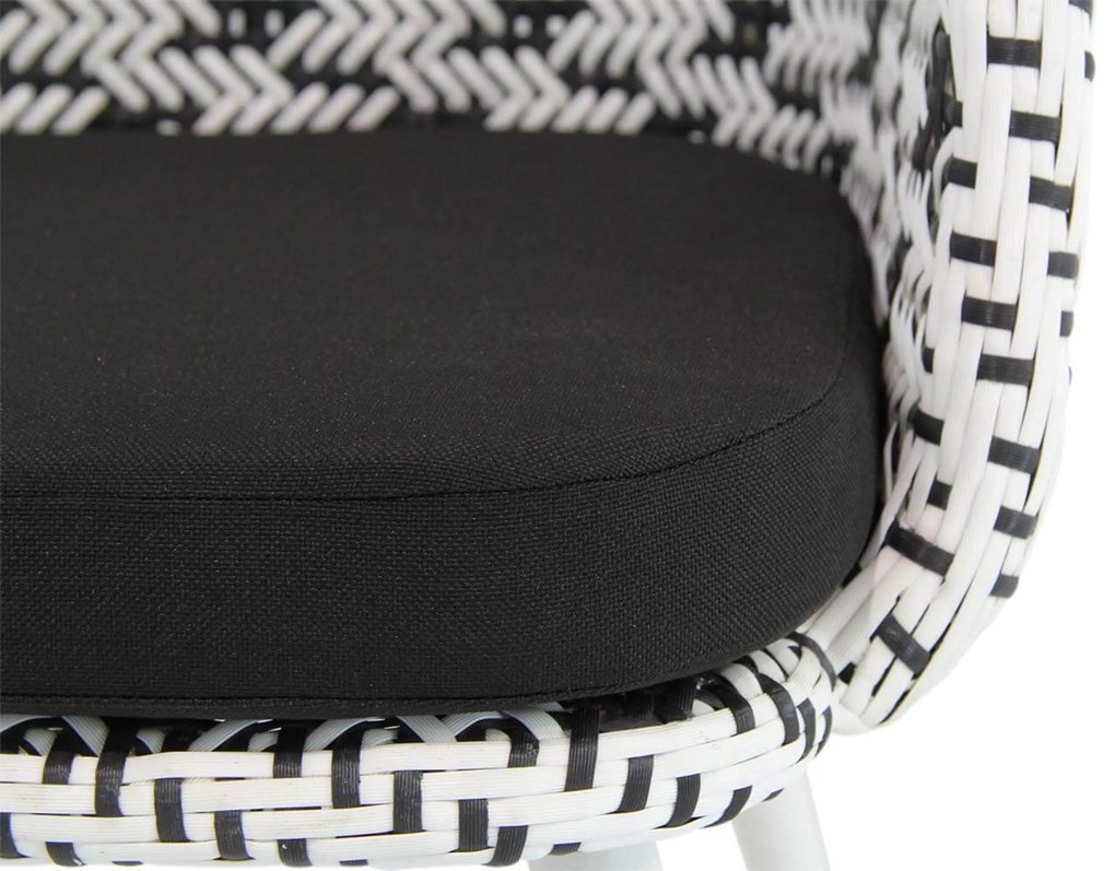 Tuinstoel Wicker Zwart-wit Lifestyle Garden Furniture Crossway met wit onderstel