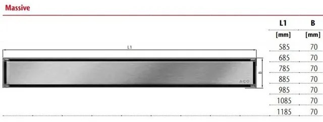 Aco Showerdrain c colours douchegoot 785mm H=92 vloerflens rooster zwart 90109102