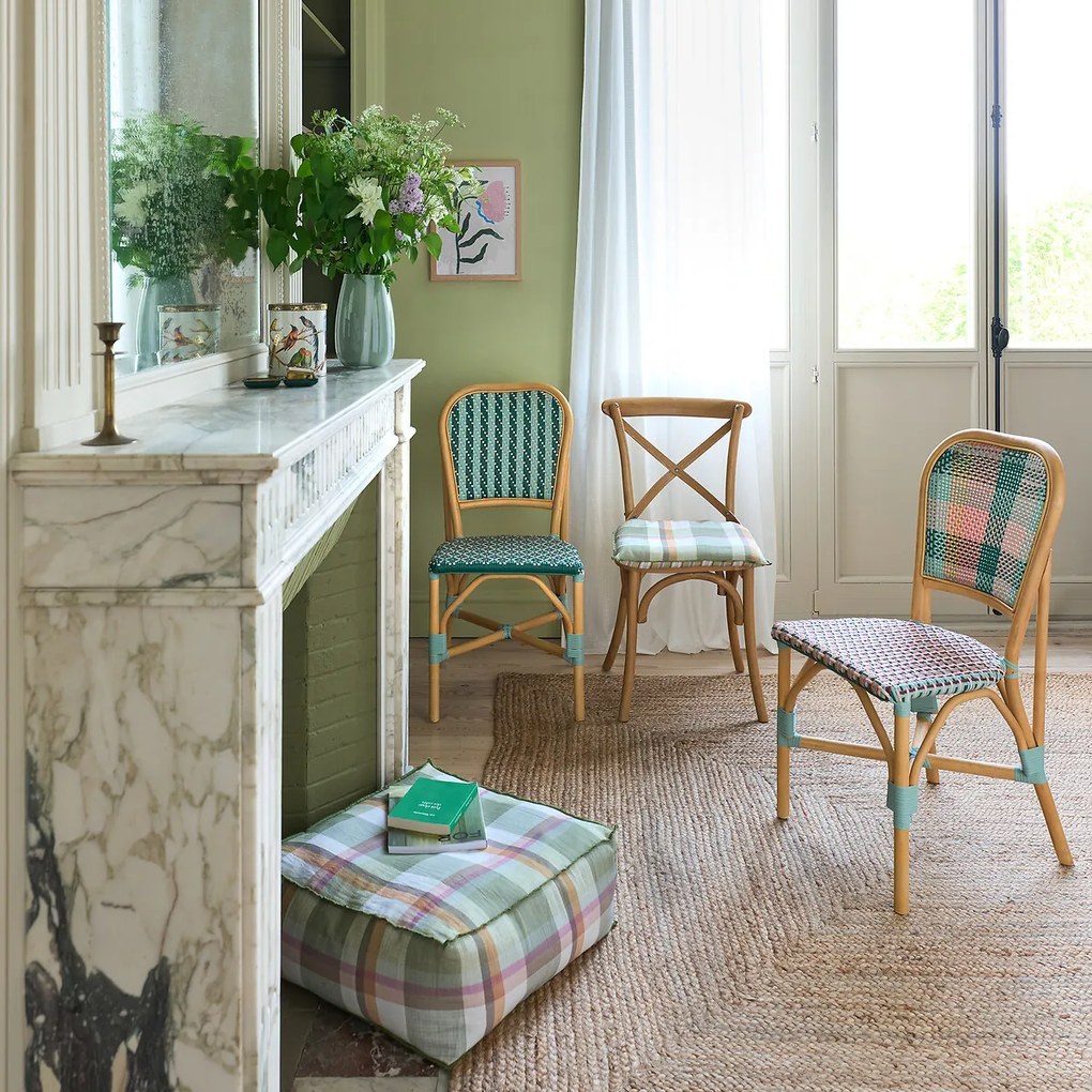 Set van 2 geweven stoelen in ruitmotief, Musette