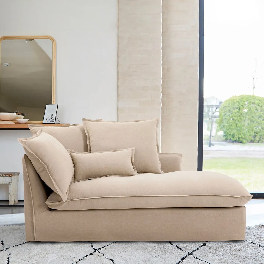 Longchair, afneembare hoezen, in dik linnen, Odna