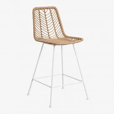 Hoge Kruk In Gouda Natural Synthetisch Rotan Natuurlijk & Wit & ↑65 Cm & Geen Kussen - Sklum