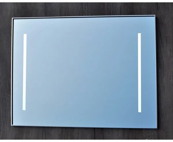 Sanicare Qmirrors LED Spiegel met Cool White Leds 80cm Sensor schakelaar 2 x verticale strook omlijsting chroom LC2.70080C