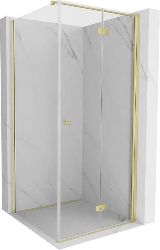 Mexen Mist-F vouwbare douchecabine rechts 80 x 80 cm, transparant, goud geborsteld - 8A6T-080-080-55-00-P