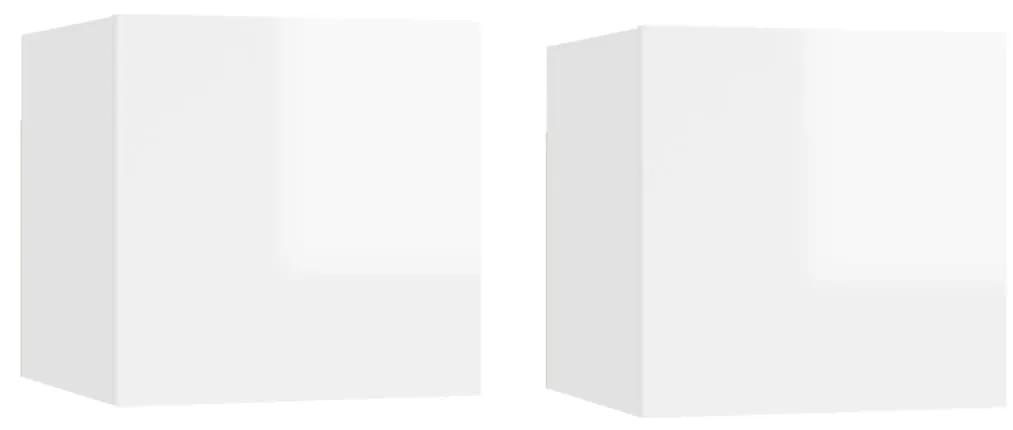 vidaXL Nachtkastjes 2 st 30,5x30x30 cm spaanplaat hoogglans wit