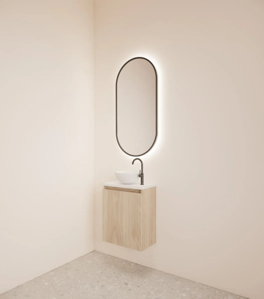 Gliss Design Echo toiletmeubel 40cm kastanje met toppaneel wit mat