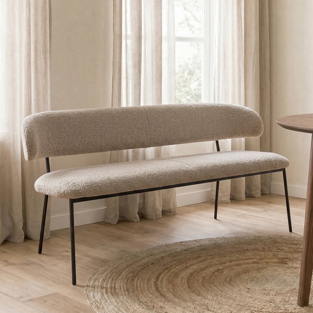 Boucle Eetkamerbank Taupe