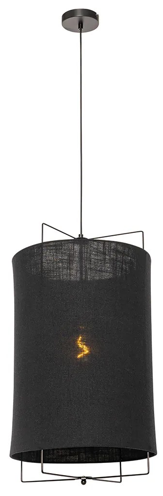 Stoffen Design hanglamp zwart - Rich Design E27 cilinder / rond Binnenverlichting Lamp