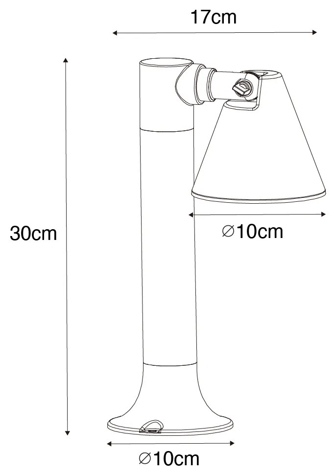 Modern buiten paaltje zwart 30 cm IP44 verstelbaar - Ciara