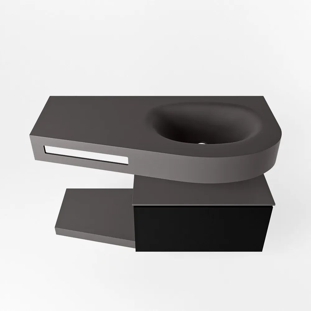 Mondiaz Riva badmeubel 100cm Urban met 1 lade en wastafel rechts 1 kraangat Dark Grey