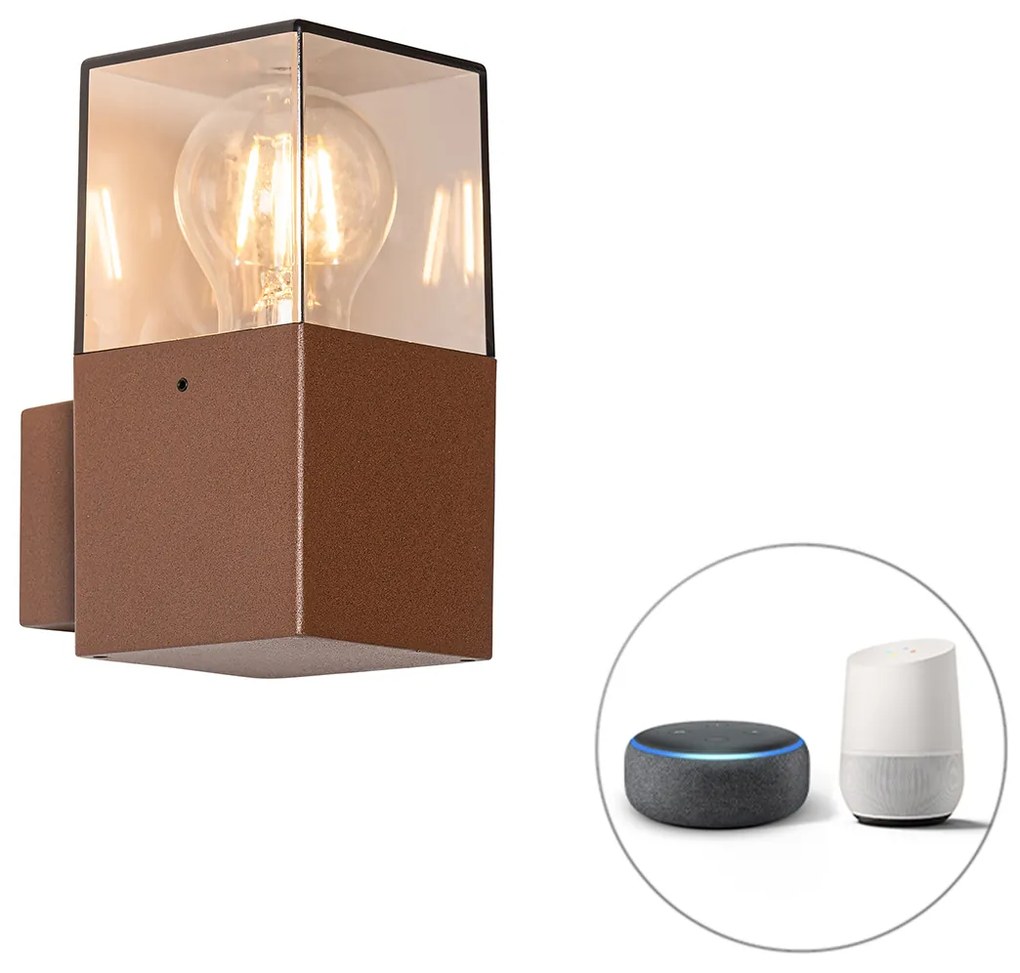 Smart buiten wandlamp met dimmer roestbruin IP44 incl. Wifi P45 - Denmark Industriele / Industrie / Industrial E27 IP44 Buitenverlichting