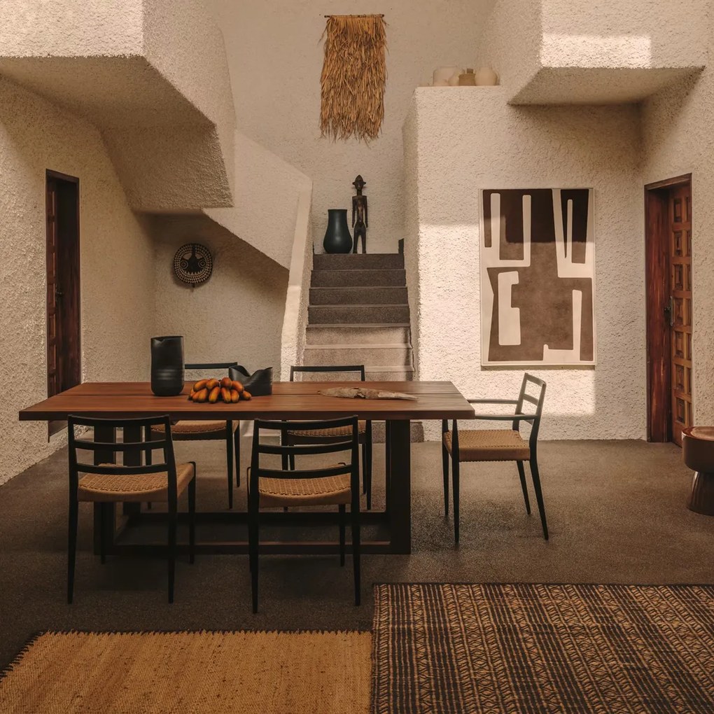 Kave Home Sashi Japandi Design Eettafel Donker Teak Hout - 220 X 100cm.
