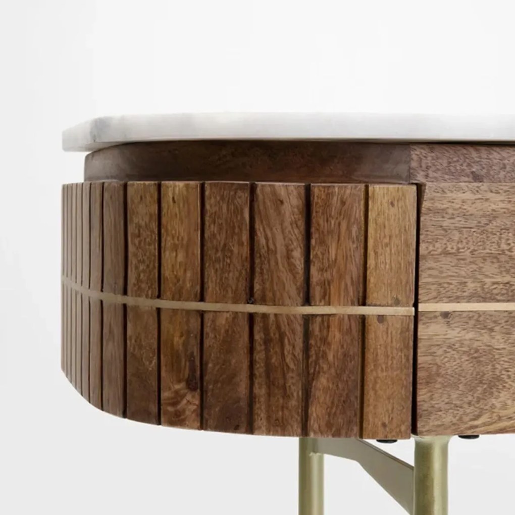Kare Design Grace Sidetable Mangohout En Marmer - 100 X 30cm.