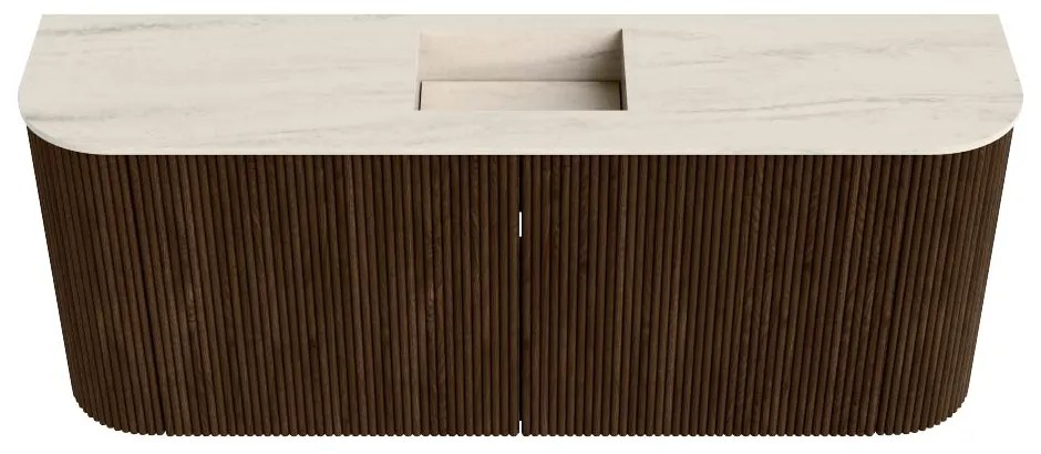 Mondiaz Joya DLux 105cm toiletmeubel ronding links/rechts walnut met wastafel faye midden zonder kraangat meli