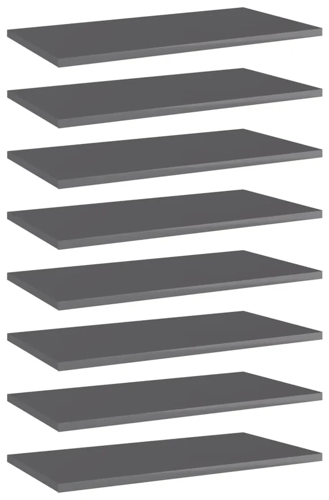 vidaXL Wandschappen 8 st 60x30x1,5 cm spaanplaat hoogglans grijs