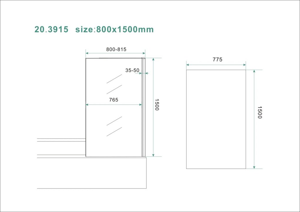 Saqu Badwand 80x150 cm Nano Glas Aluminium
