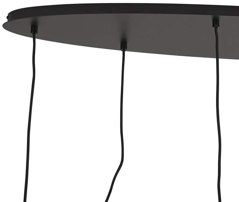 Hanglamp zwart met amber en smoke en helder glas 6-lichts - Elena