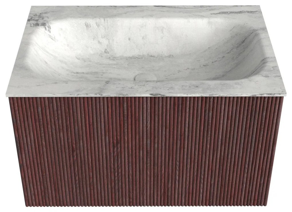 Mondiaz Kurve-dlux 70cm badmeubel ruby met 1 lade en wastafel big small midden zonder kraangat opalo