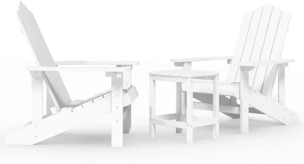 vidaXL Tuinstoelen Adirondack met tafel HDPE wit