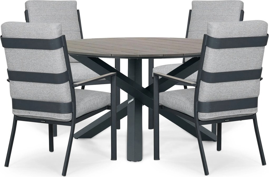 Tuinset 4 personen 125 cm Aluminium Grijs Lifestyle Garden Furniture Lecce/Ancona
