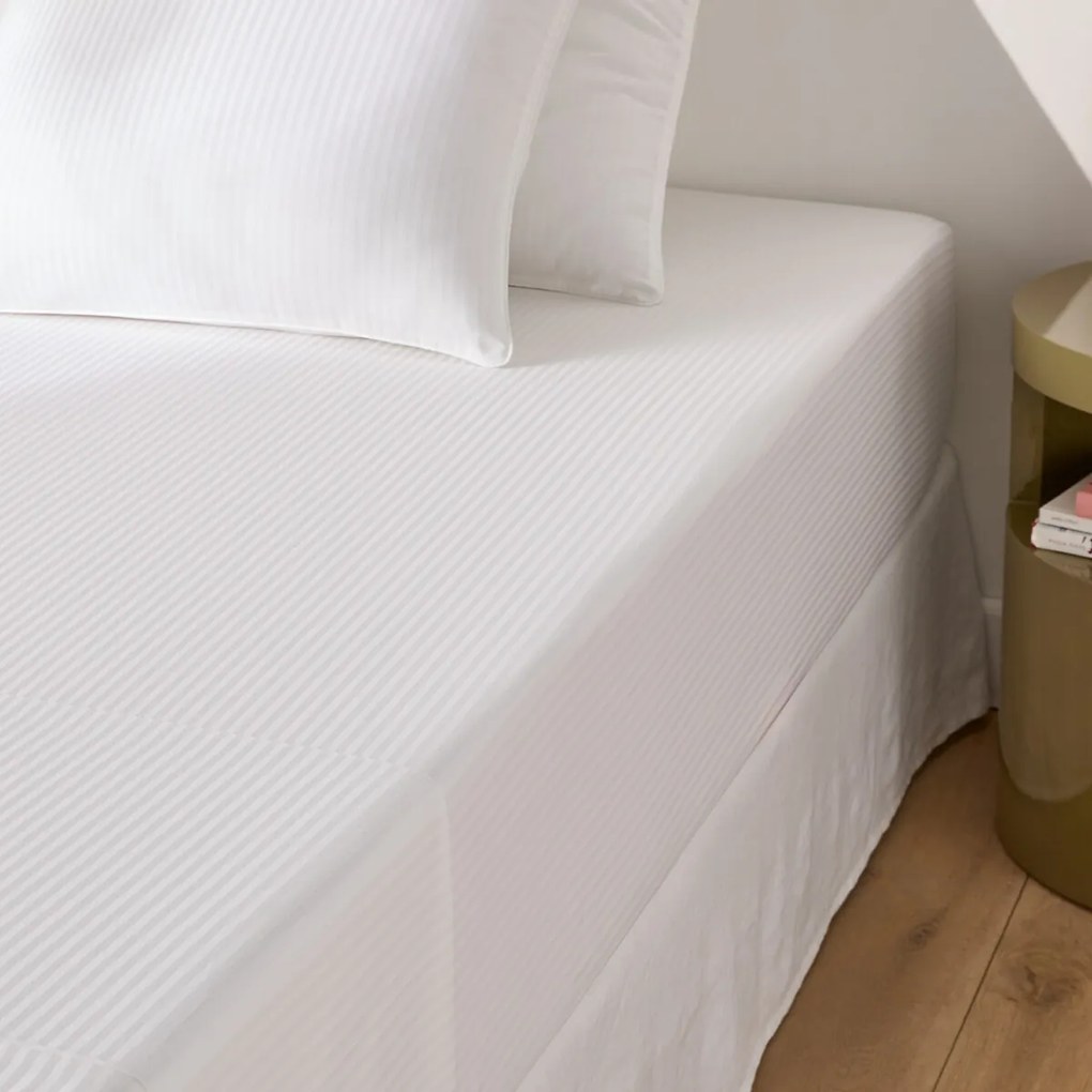 Hoeslaken satijn katoen, 153 draden, 30 cm kop, Opale gestreept