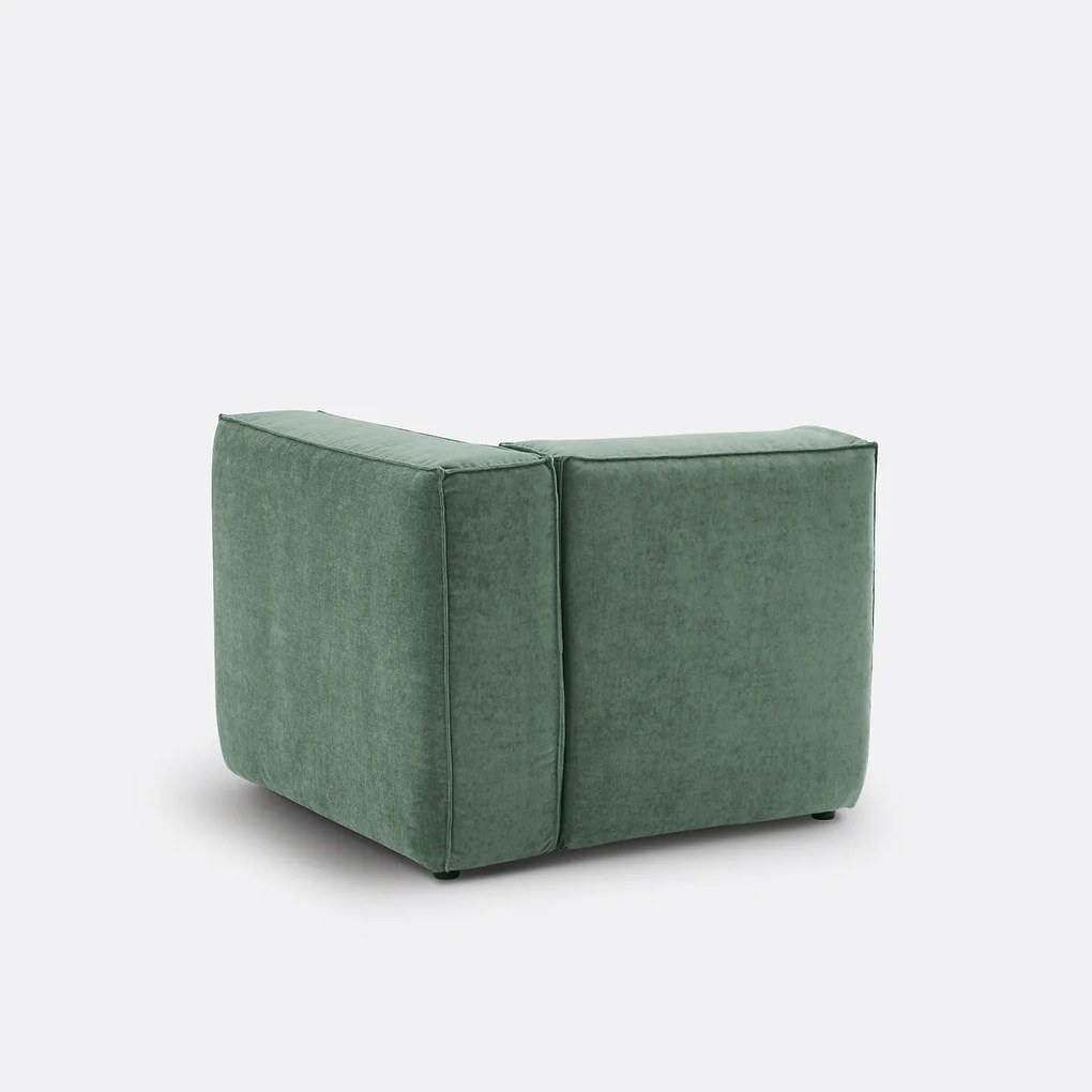 Hoekelement voor modulaire bank, in fluweel met structuur, Seven