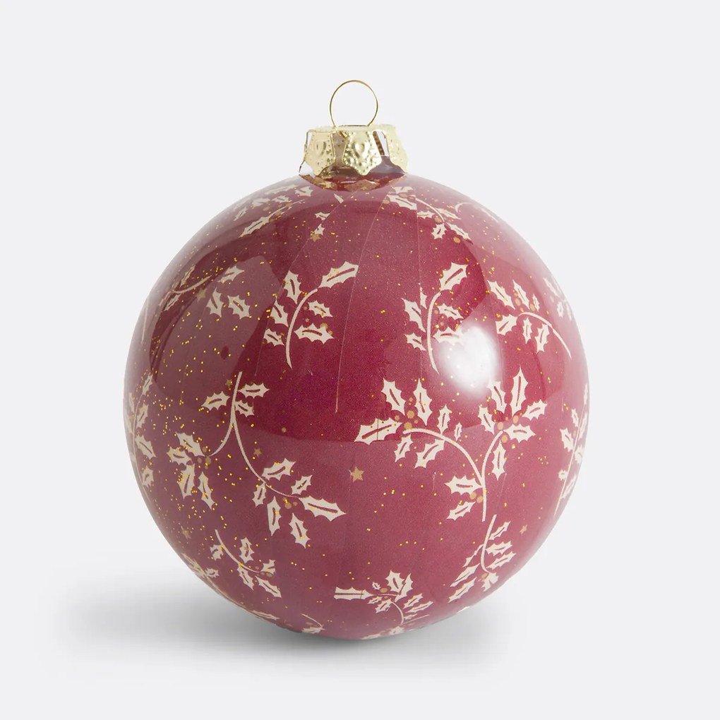 Set van 24 kerstballen met bladprint, Caspar