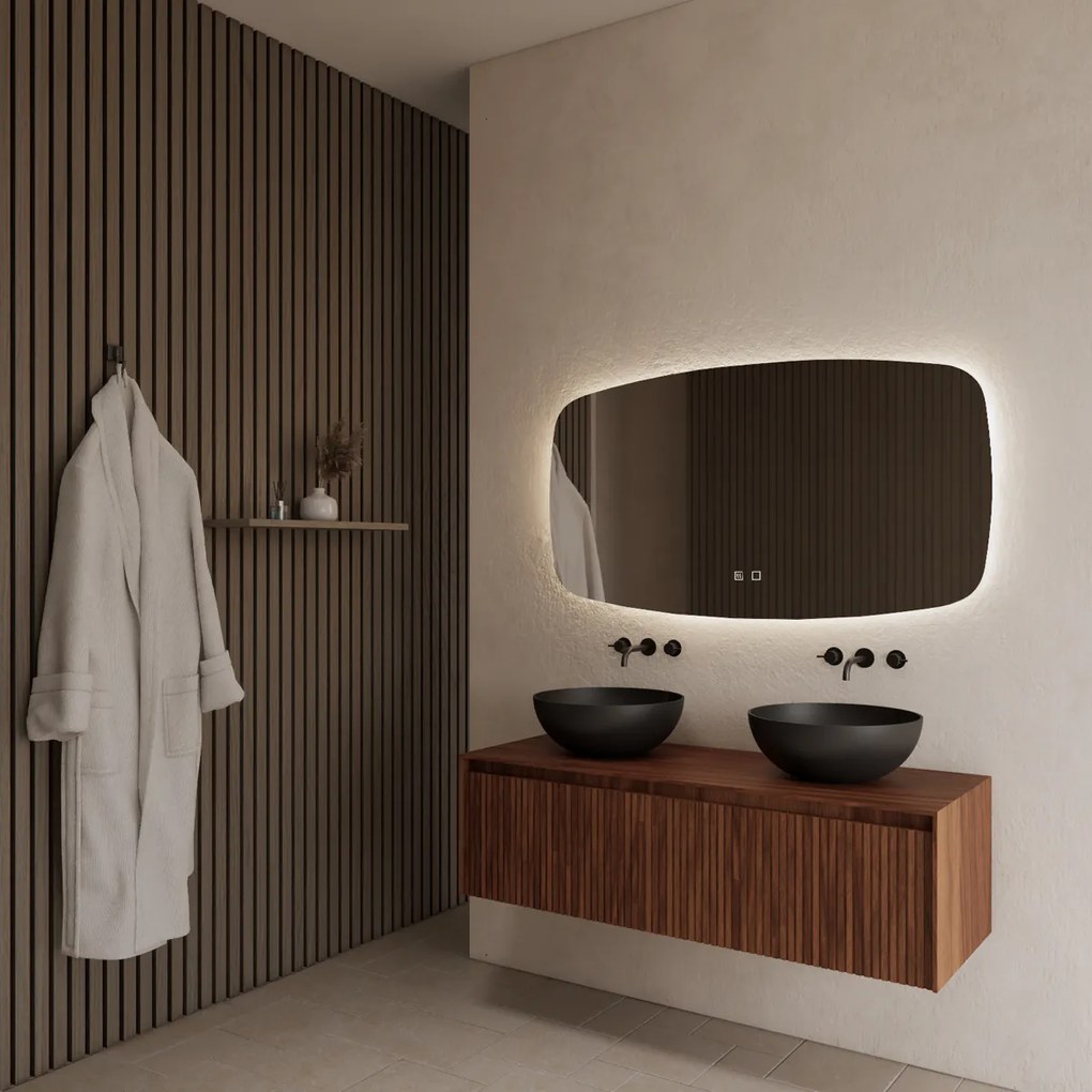 Gliss Design Timotheus badmeubel met ribbelfront 140cm walnut