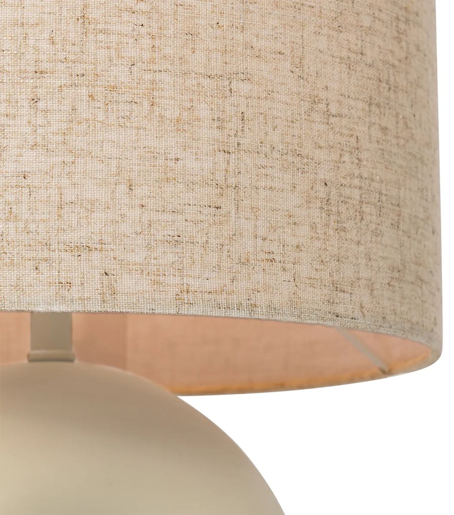 Scandinavische tafellamp beige met linnen kap beige - Lotti