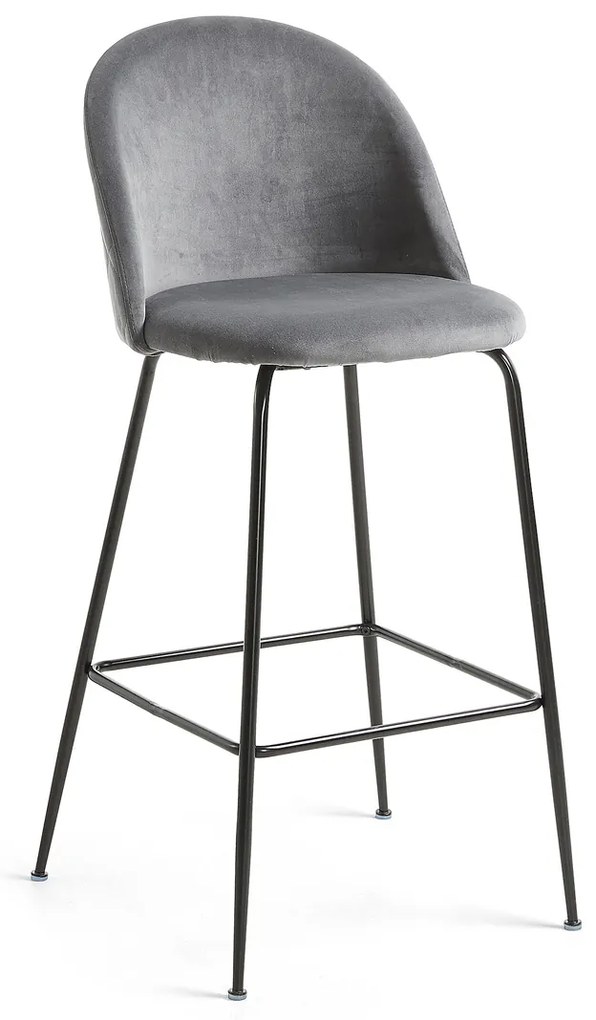 Kave Home Ivonne Fluwelen Design Barstoel Grijs