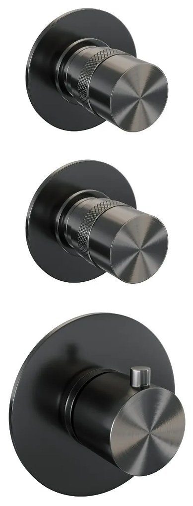 Brauer Gunmetal Edition complete inbouw regendouche met staafhanddouche, plafondarm en hoofddouche 20cm set 5 gunmetal geborsteld PVD