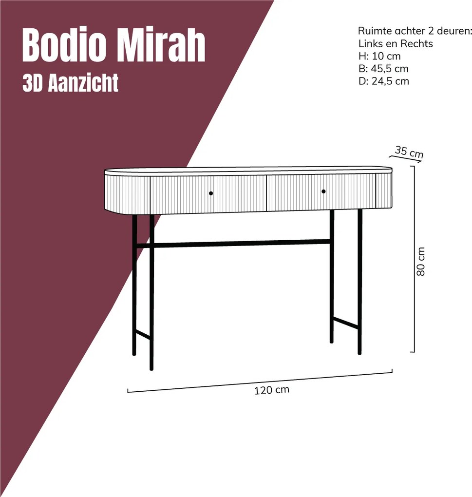 Sidetable Ribbel Hout 120 Cm - 120 X 35cm.