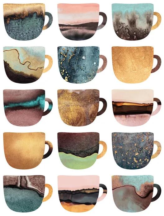 Fotobehang Earthy Coffee Cups, (96 x 128 cm)