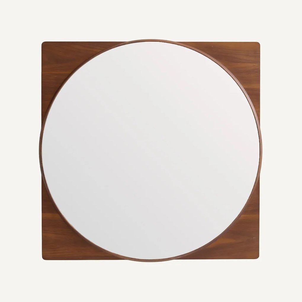 Ronde spiegel met walnoten lijst, hoogte 90 cm, NOTTERI