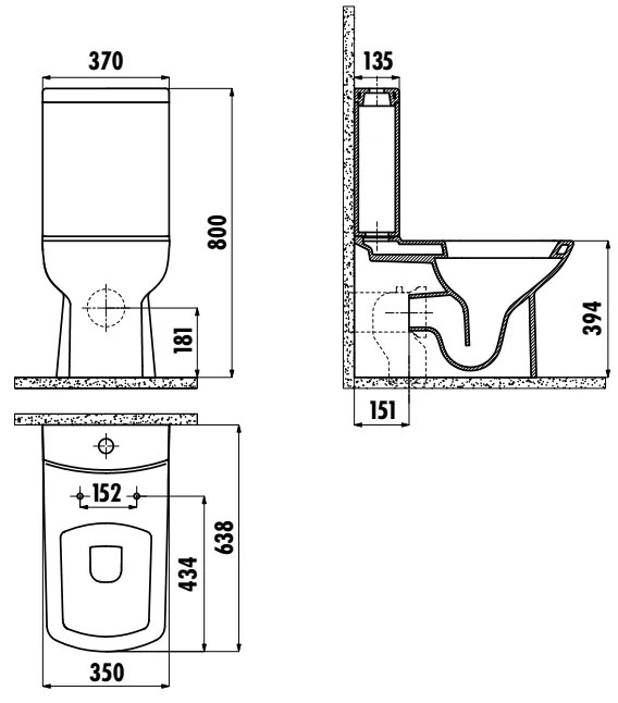 Kerra Lara staande douche wc met zitting wit