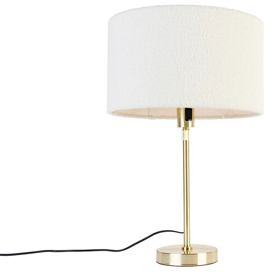 Tafellamp goud verstelbaar met kap boucle wit 35 cm - Parte Design E27 rond Binnenverlichting Lamp