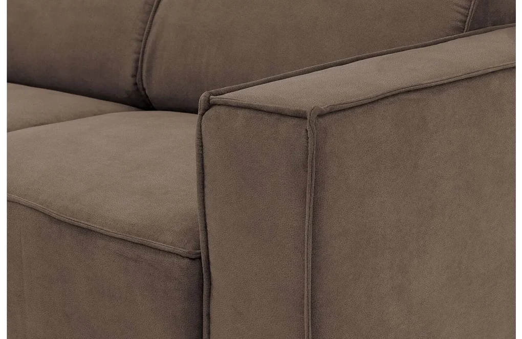 Goossens Hoekbank Hercules bruin, microvezel, 3-zits, modern design met ligelement links