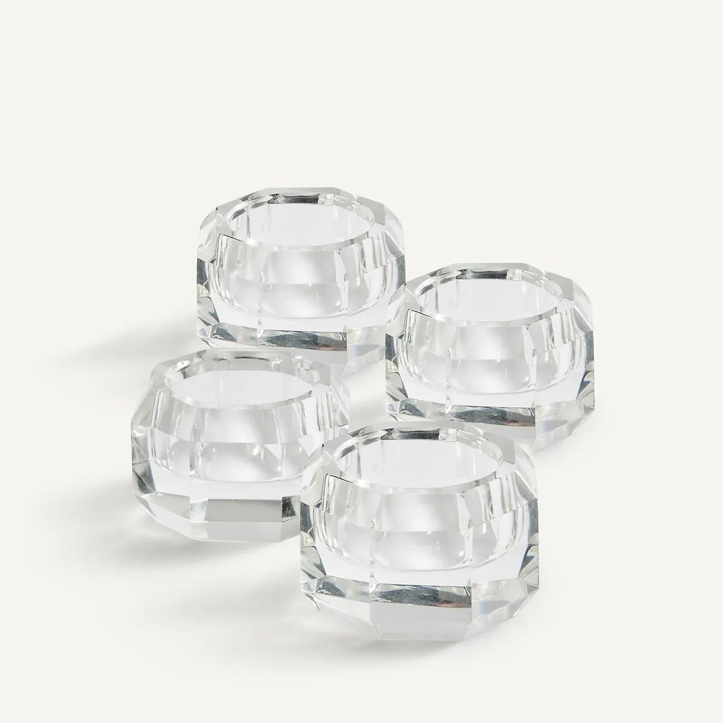 Set van 4 kandelaars van geslepen glas, MARLENE
