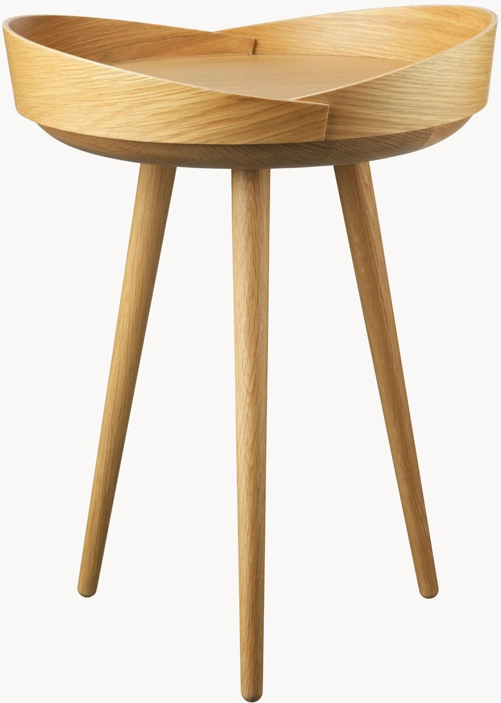 Ronde bijzettafel Bakketop van eikenhout, handgemaakt