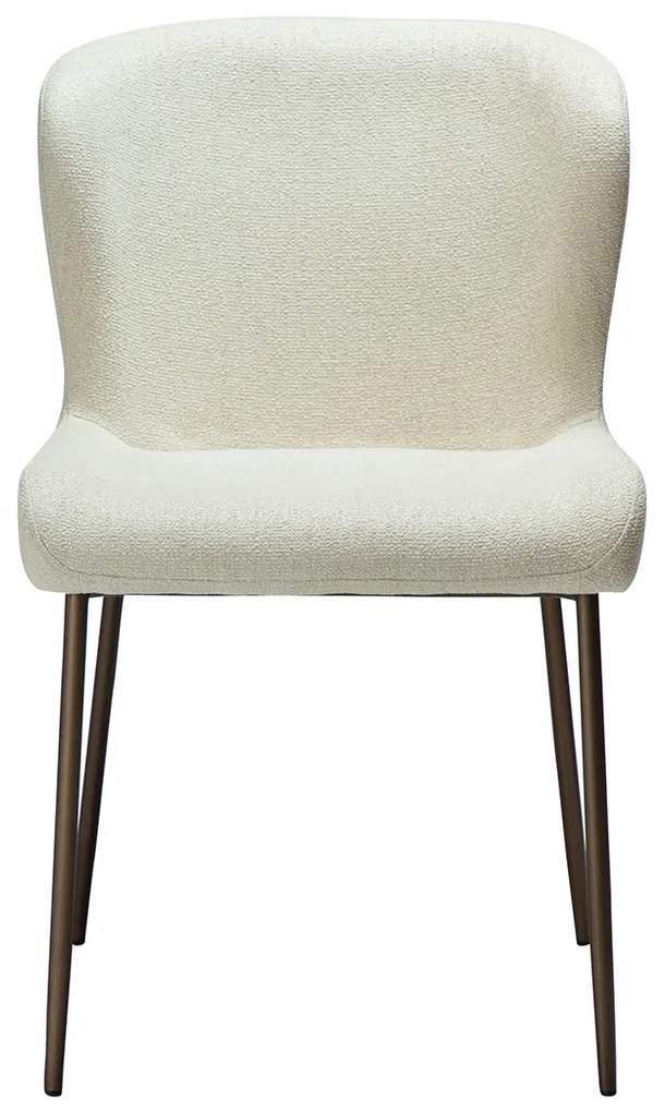 Dan-Form Glam Luxe Eetkamerstoel Boucle Wit En Antique Brass