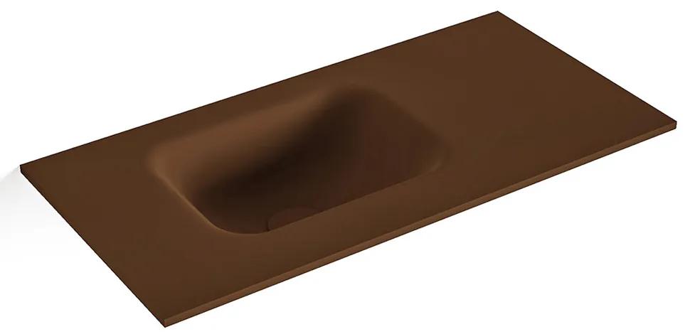 MONDIAZ LEX Rust solid surface inleg wastafel voor toiletmeubel 60cm. Positie wasbak links