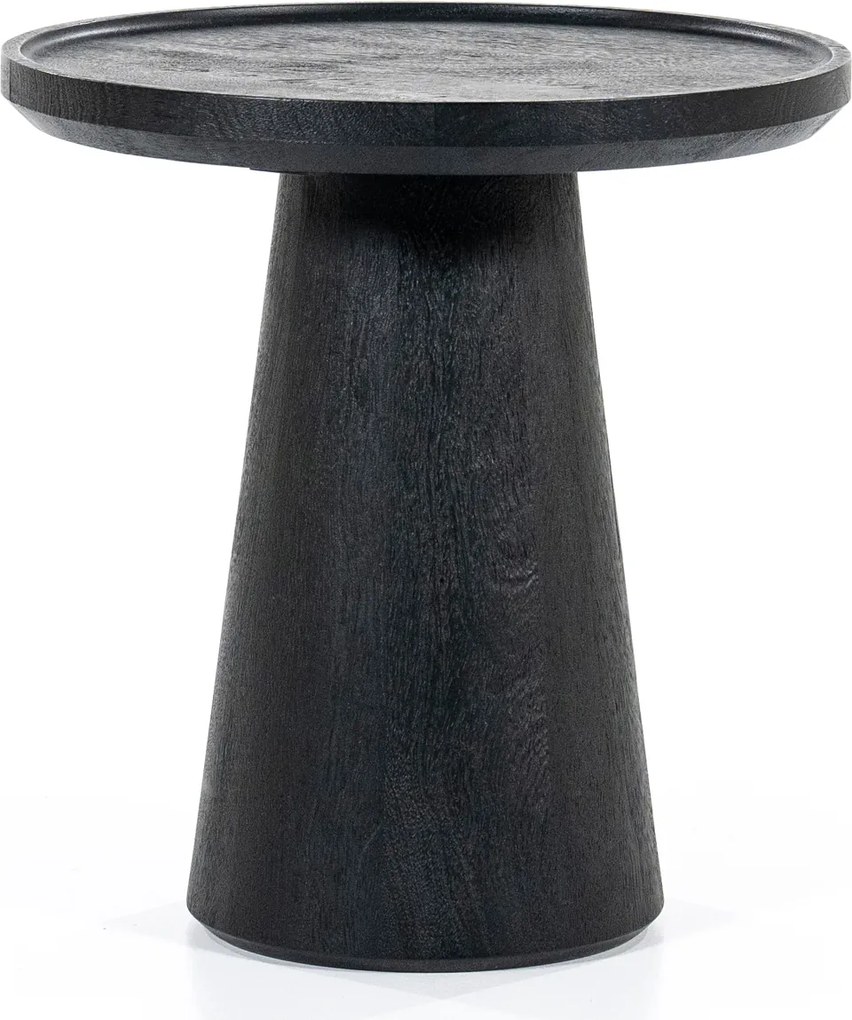 Ronde Bijzettafel Zwart Mangohout - 45 X 45cm.
