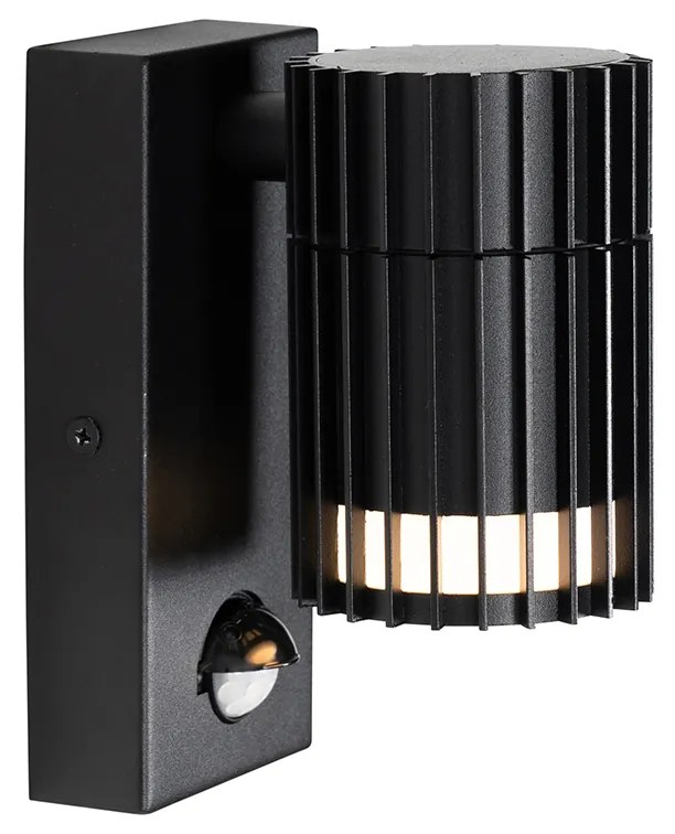 Design buiten wandlamp met bewegingsmelder zwart met bewegingssensor IP44 - Boris Design GU10 IP44 Buitenverlichting rond